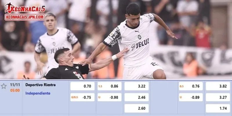 Tỷ lệ kèo chi tiết của trận Deportivo Riestra vs Independiente