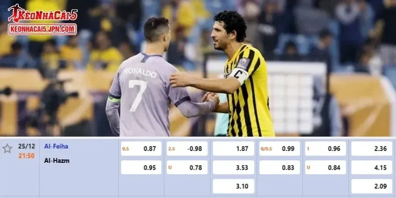 Tỷ lệ kèo chi tiết nhất cho trận đấu giữa Al Feiha vs Al Hazm