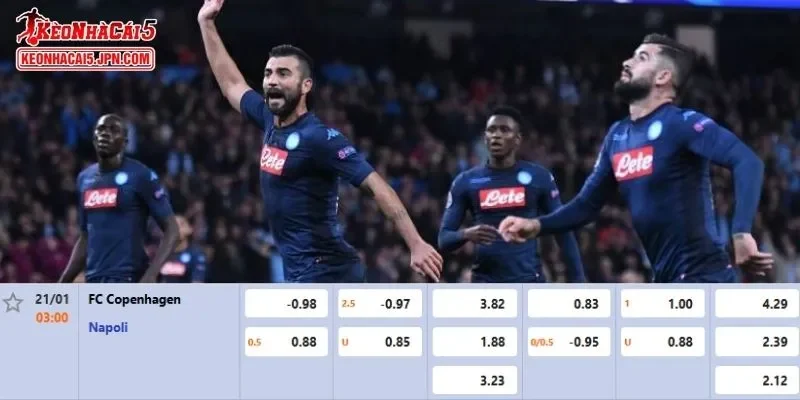 Tỷ lệ kèo chi tiết của của trận FC Copenhagen vs Napoli