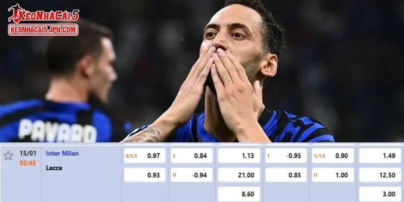 Tỷ lệ kèo chi tiết của của trận Inter vs Lecce