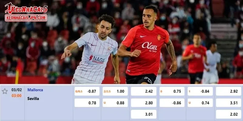 Tỷ lệ kèo chi tiết nhất cho trận đấu giữa Mallorca vs Sevilla