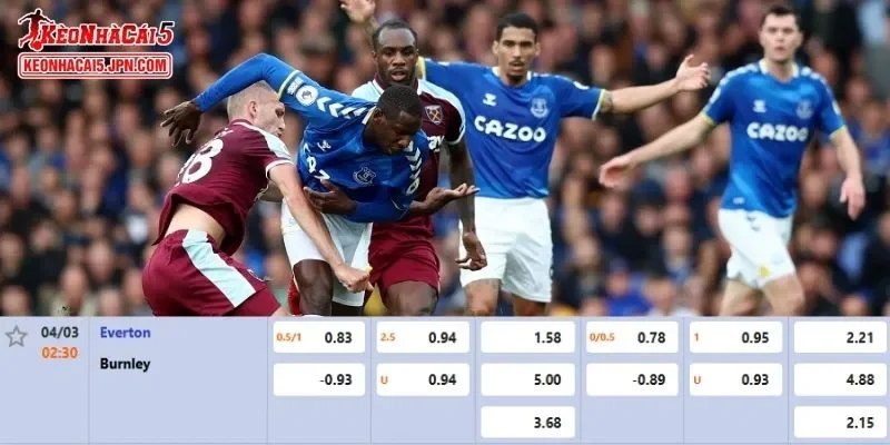 Tỷ lệ kèo chi tiết của của trận Everton vs Burnley