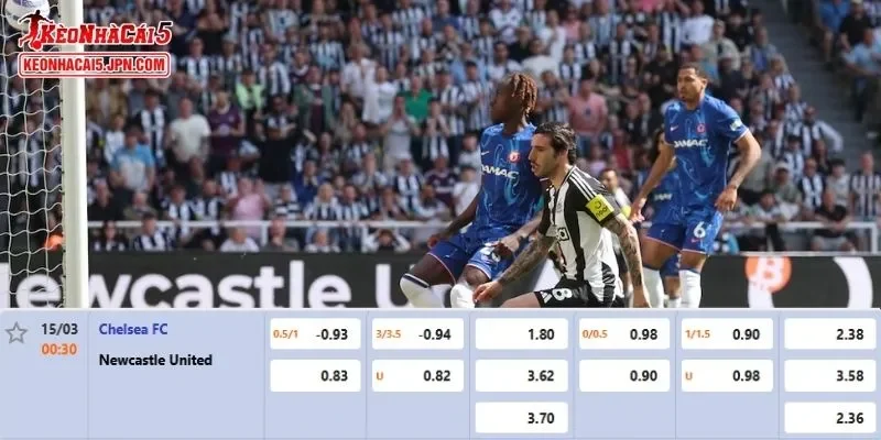 Tỷ lệ kèo chi tiết nhất cho trận đấu giữa Chelsea vs Newcastle