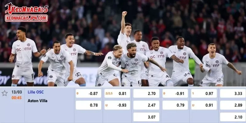 Tỷ lệ kèo chi tiết nhất cho trận đấu giữa Lille vs Aston Villa