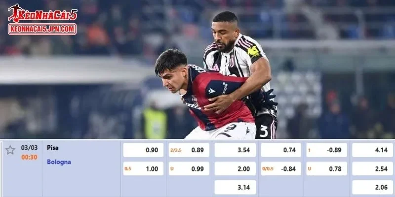Tỷ lệ kèo chi tiết nhất cho trận đấu giữa Pisa vs Bologna