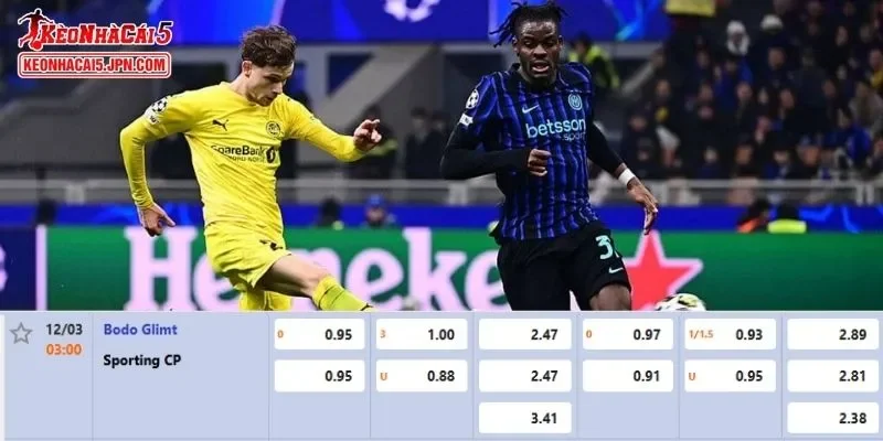 Tỷ lệ kèo được cập nhật mới nhất cho trận Bodø/Glimt vs Sporting